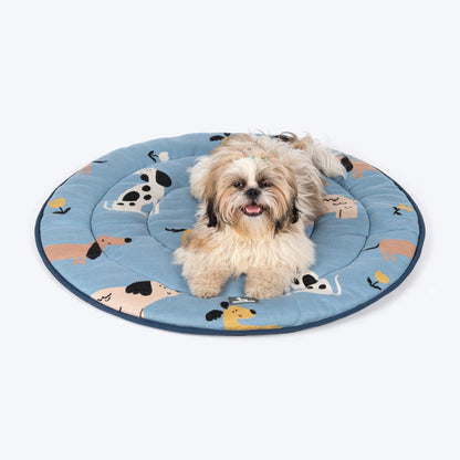 HUFT Bark & Bloom Round Mat For Dog & Cat - Blue