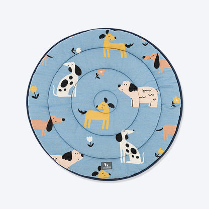 HUFT Bark & Bloom Round Mat For Dog & Cat - Blue