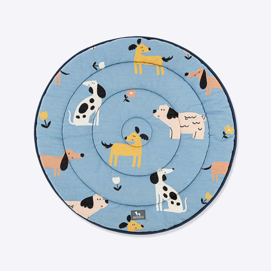 HUFT Bark & Bloom Round Mat For Dog & Cat - Blue