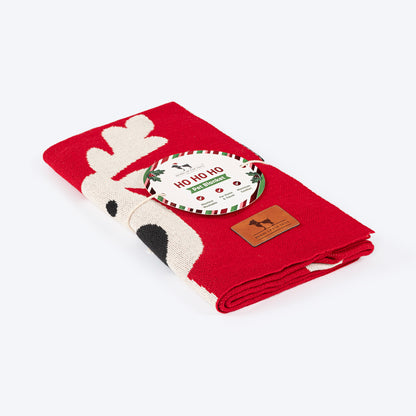 HUFT Reindeer Dreams Blanket For Dog - Red