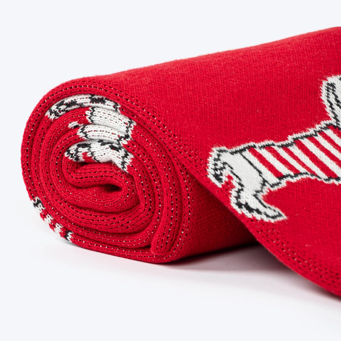 HUFT Stripes & Snouts Blanket With Cushion For Dog - Red - L