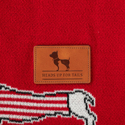 HUFT Stripes & Snouts Blanket With Cushion For Dog - Red - L