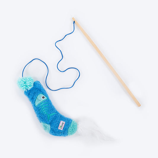 HUFT Fishin' Socks Teaser Wand Toy With Catnip For Cat