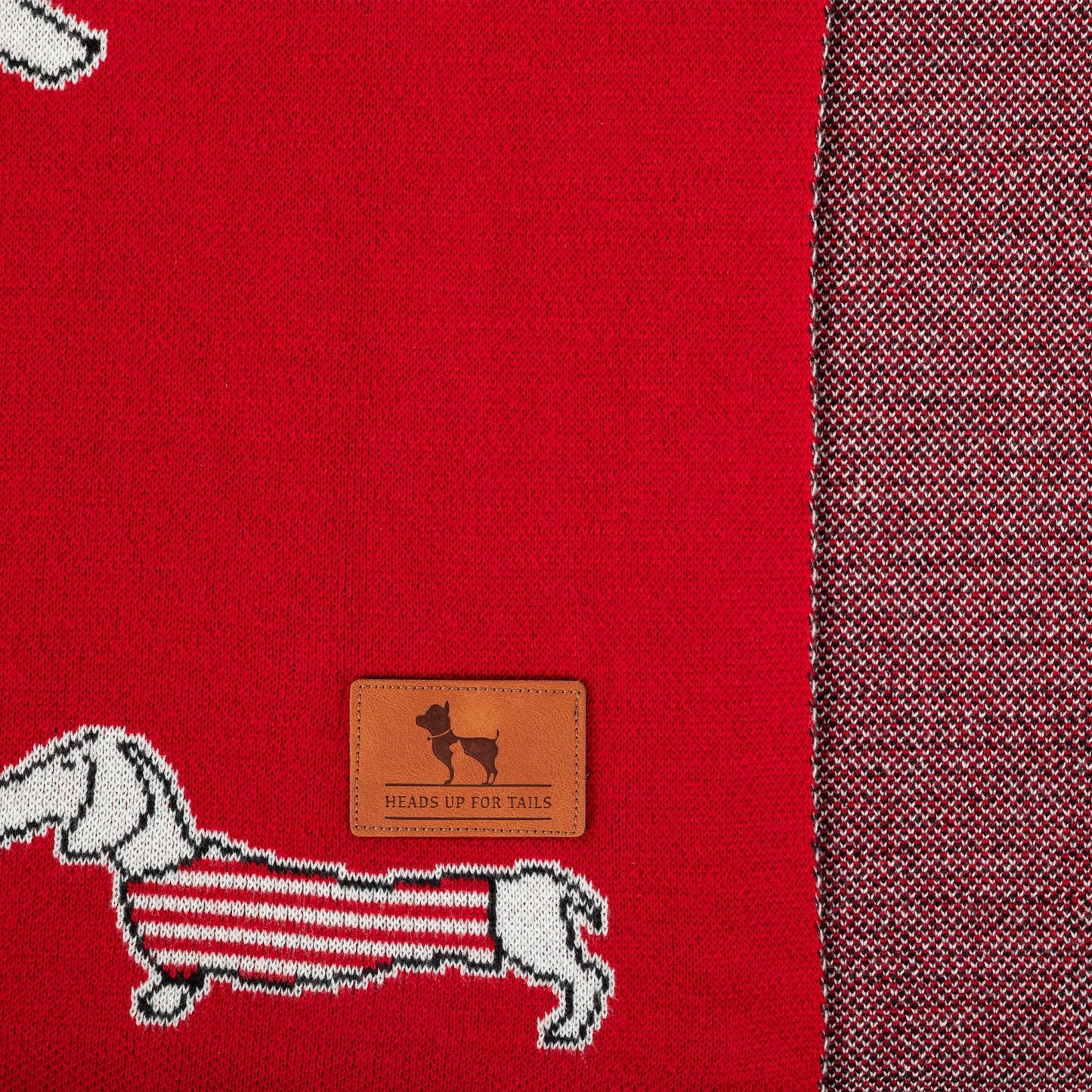 HUFT Stripes & Snouts Blanket With Cushion For Dog - Red - L