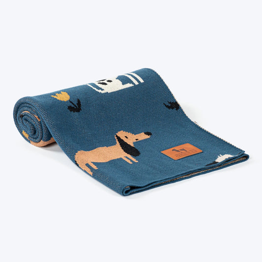 HUFT Bark & Bloom Blanket For Dog - Blue