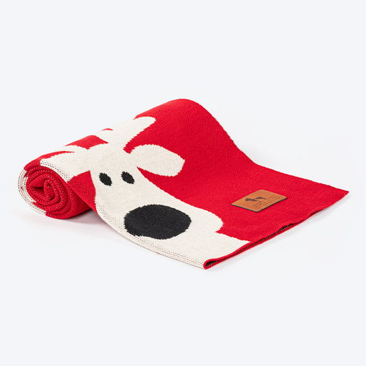 HUFT Reindeer Dreams Blanket For Dog - Red