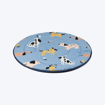 HUFT Bark & Bloom Round Mat For Dog & Cat - Blue