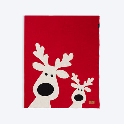 HUFT Reindeer Dreams Blanket For Dog - Red