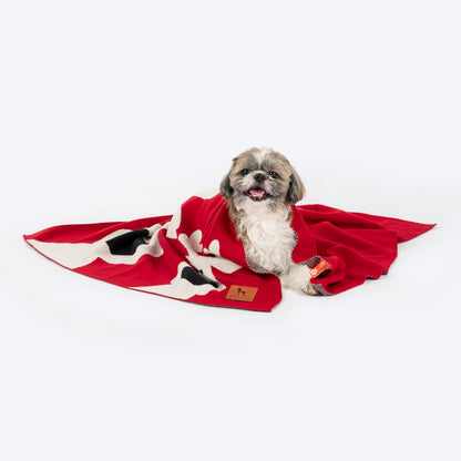 HUFT Reindeer Dreams Blanket For Dog - Red