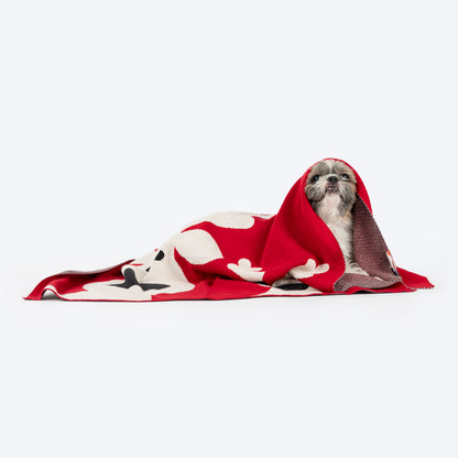 HUFT Reindeer Dreams Blanket For Dog - Red