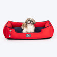 HUFT Ellie Classic Lounger Bed For Dog - Red & Navy