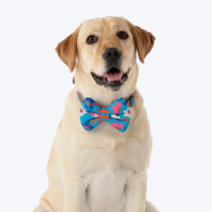 HUFT Summer Bloom Bow Tie With Collar For Dog - Blue