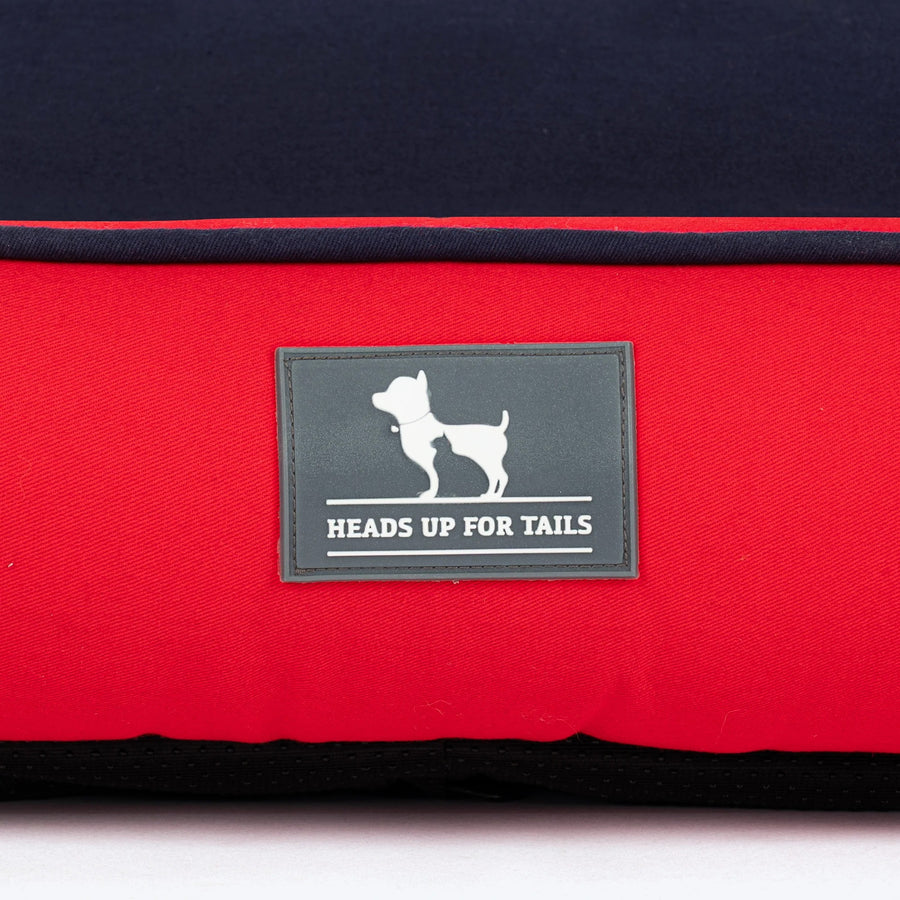 HUFT Ellie Classic Lounger Bed For Dog - Red & Navy