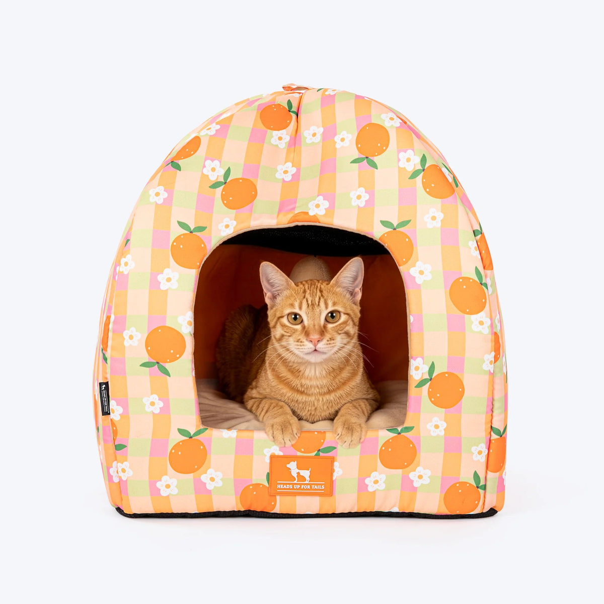 HUFT Tangy Blossoms Tent Bed For Cats - Orange