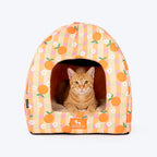 HUFT Tangy Blossoms Tent Bed For Cats - Orange