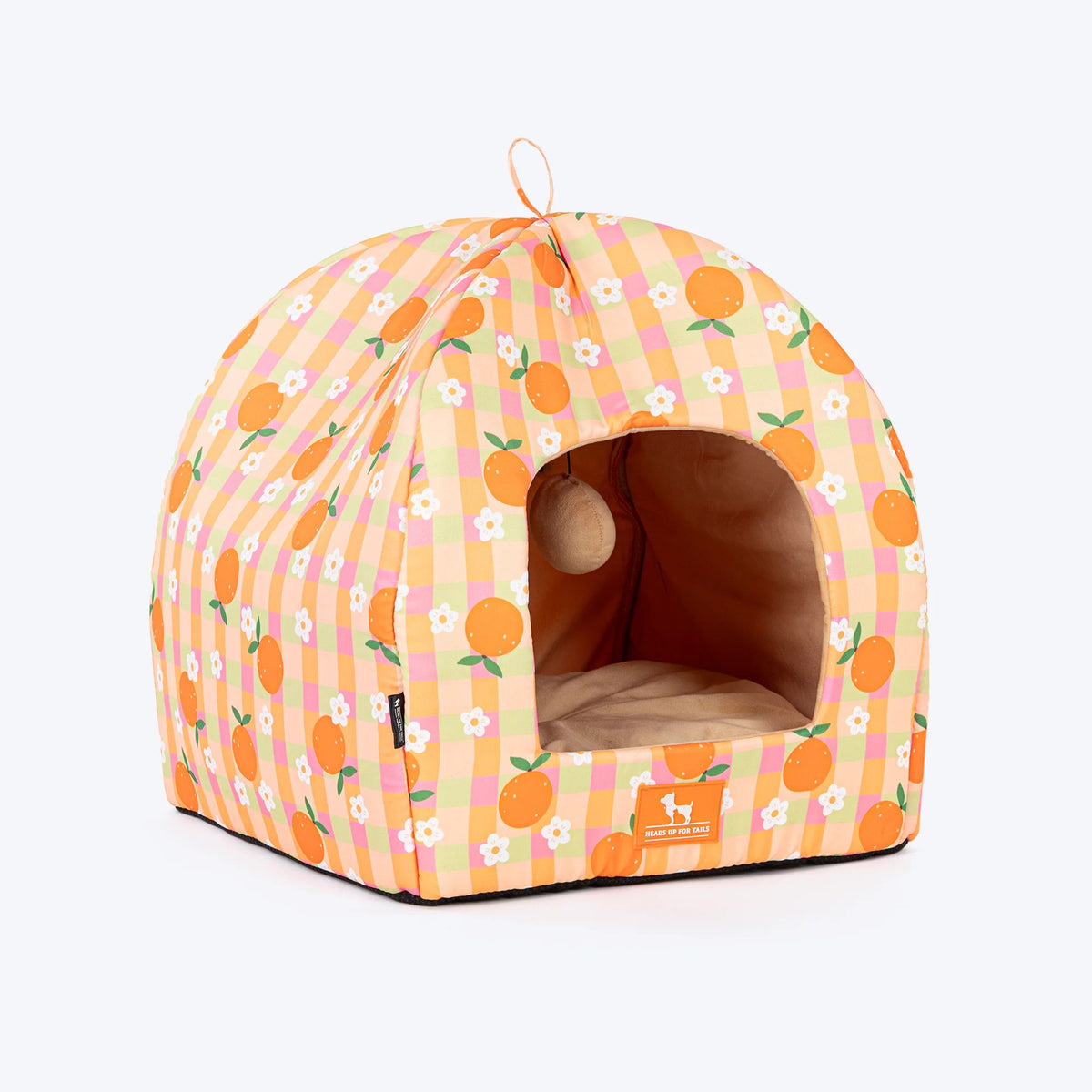 HUFT Tangy Blossoms Tent Bed For Cats - Orange