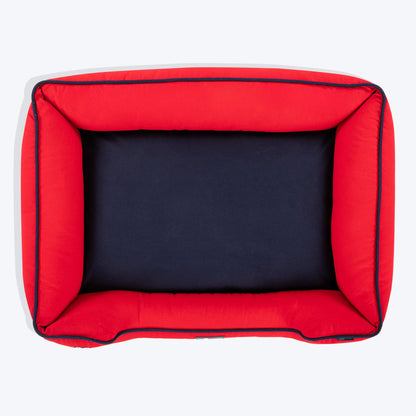 HUFT Ellie Classic Lounger Bed For Dog - Red & Navy