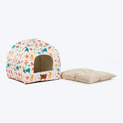 HUFT Snuggle Bloom Tent Bed For Cat - Multicolor