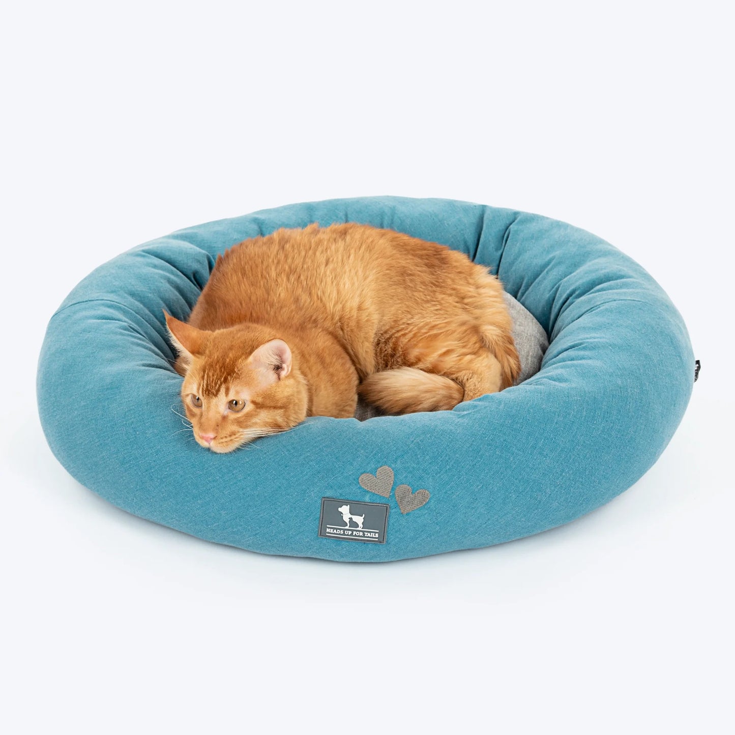 HUFT Dreamy Donut Bed For Cat and Puppy - Teal & Grey