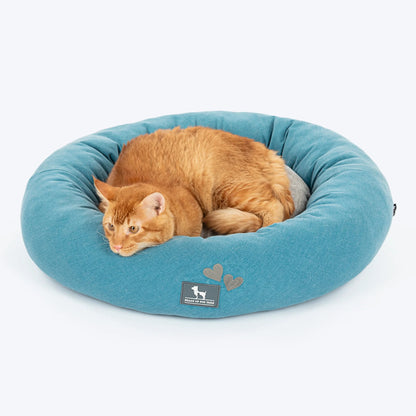 HUFT Dreamy Donut Bed For Cat and Puppy - Teal & Grey