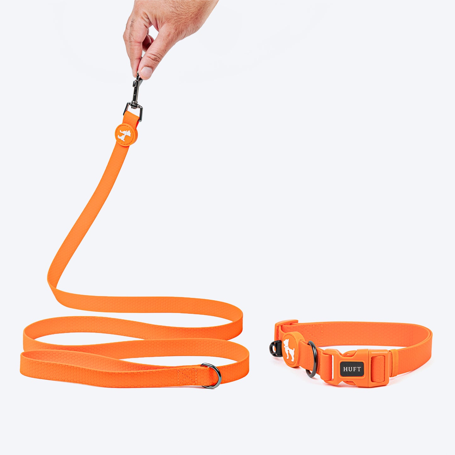 HUFT Hive Harmony Waterproof Collar And Leash Set For Dog - Orange