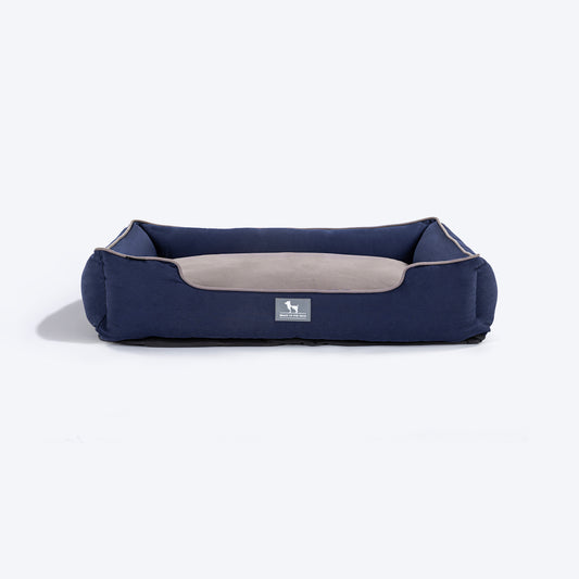 HUFT Classic Lounger Dog Bed - Grey With Navy