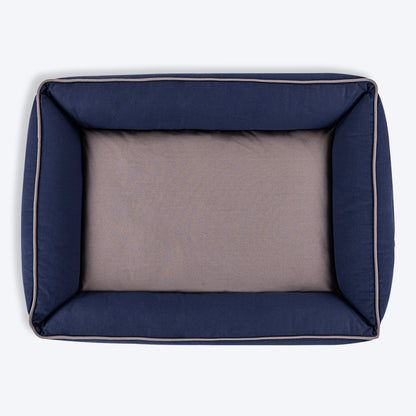 HUFT Classic Lounger Dog Bed - Grey With Navy