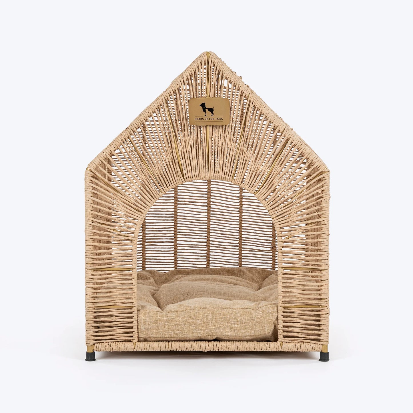 HUFT Furry Fort Hut With Cushion For Cat - Beige