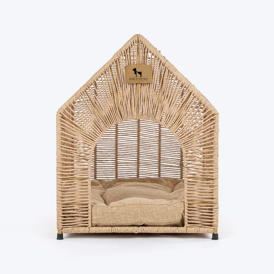 HUFT Furry Fort Hut With Cushion For Cat - Beige