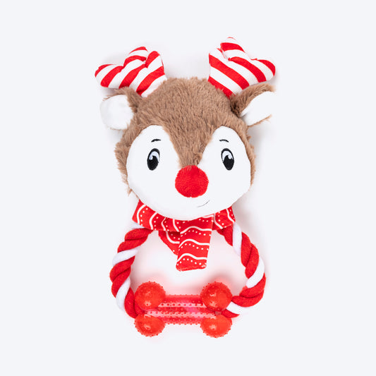 HUFT Dashing Reindeer Squeaky Plush Toy For Dog - Slate Blue