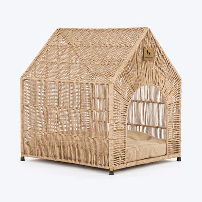HUFT Furry Fort Hut With Cushion For Cat - Beige