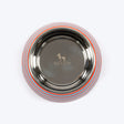 HUFT Happy Stripes Printed Melamine Bowl With Steel Insert For Dog - Blue & Orange