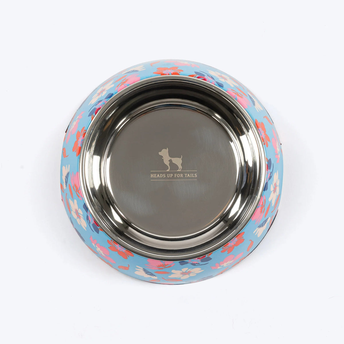 HUFT Summer Bloom Printed Melamine Bowl With Steel Insert For Dog - Blue