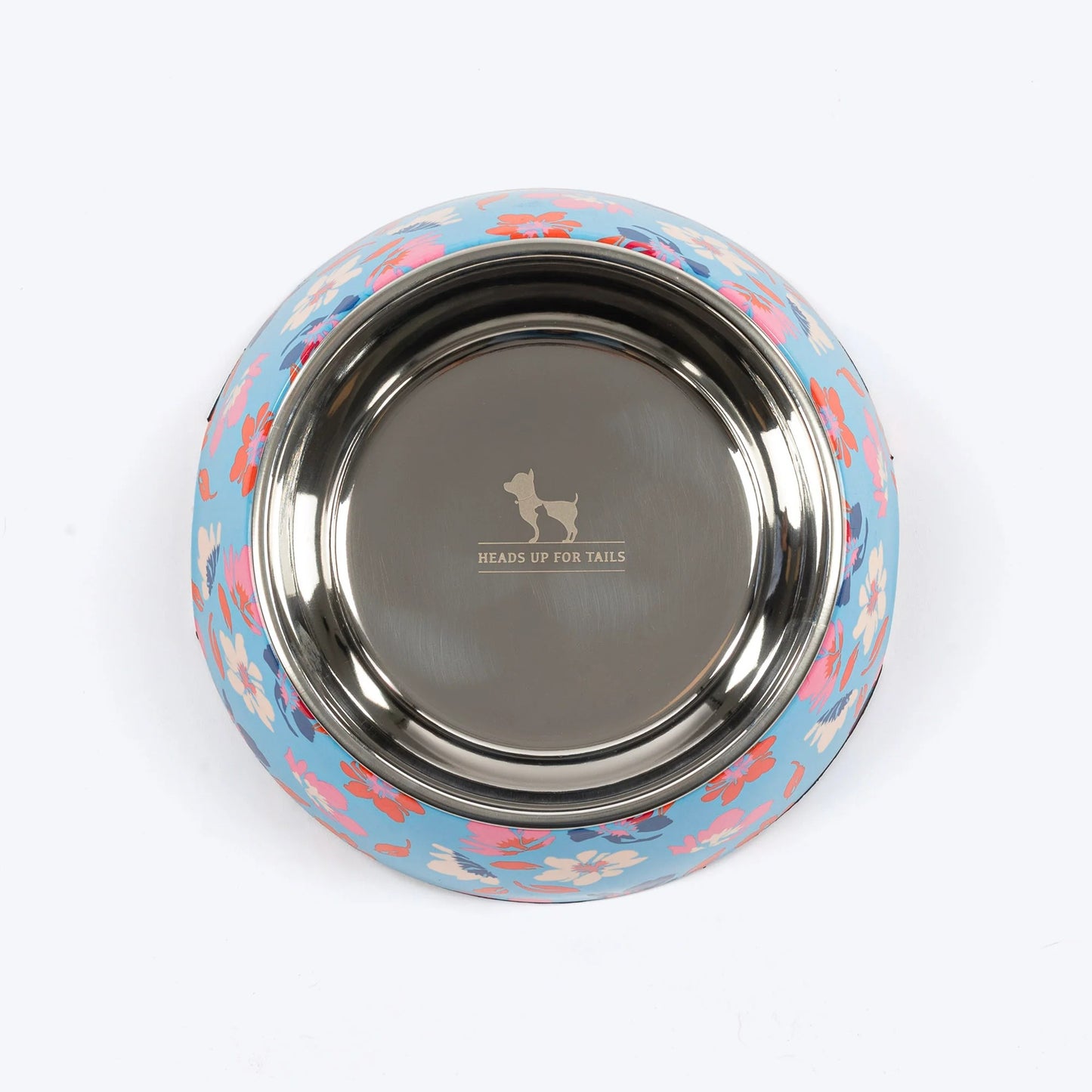 HUFT Summer Bloom Printed Melamine Bowl With Steel Insert For Dog - Blue
