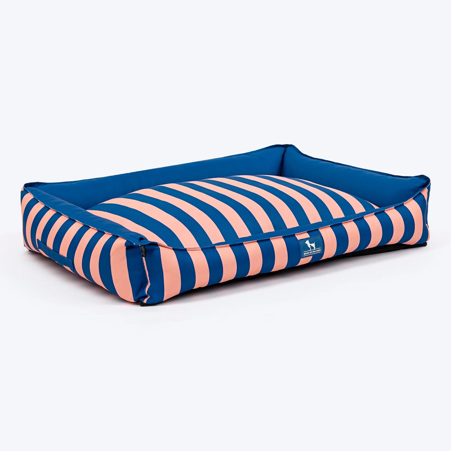 HUFT Happy Stripes Lounger Bed For Dog - Navy & Peach