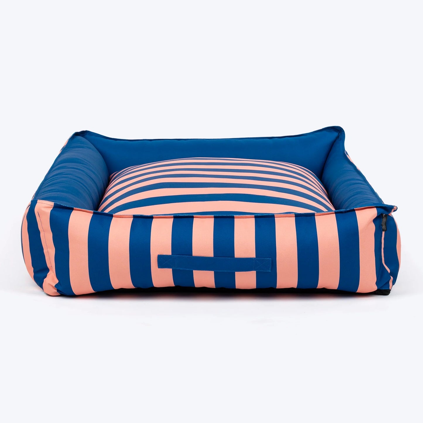 HUFT Happy Stripes Lounger Bed For Dog - Navy & Peach