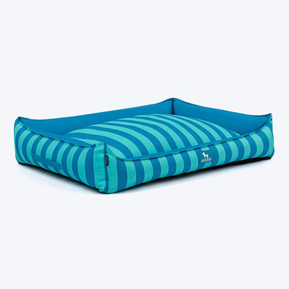 HUFT Happy Stripes Lounger Bed For Dog - Blue & Turquoise