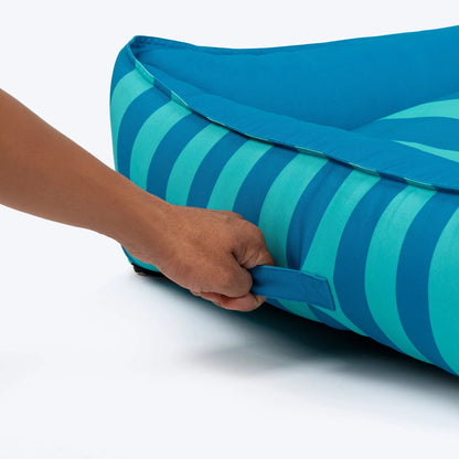HUFT Happy Stripes Lounger Bed For Dog - Blue & Turquoise