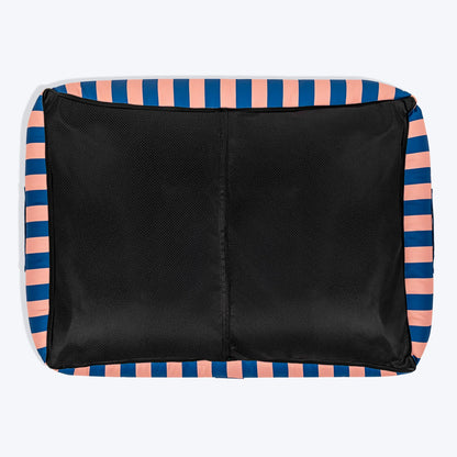 HUFT Happy Stripes Lounger Bed For Dog - Navy & Peach