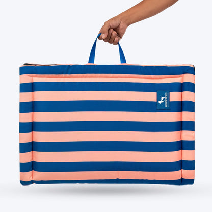 HUFT Happy Stripes Mat For Dog - Navy & Peach