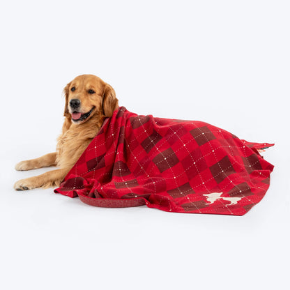 HUFT Cuddle Checks Blanket For Dog & Cat - Red