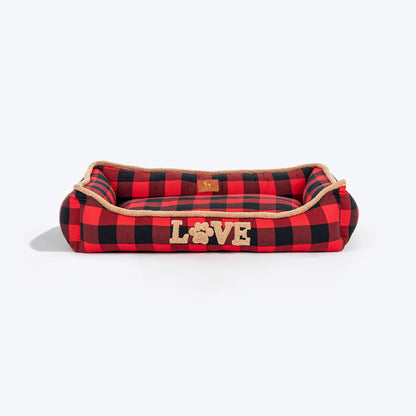 HUFT Love Plaid Lounger Bed For Dog - Red & Black