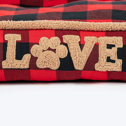 HUFT Love Plaid Lounger Bed For Dog - Red & Black