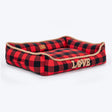 HUFT Love Plaid Lounger Bed For Dog - Red & Black