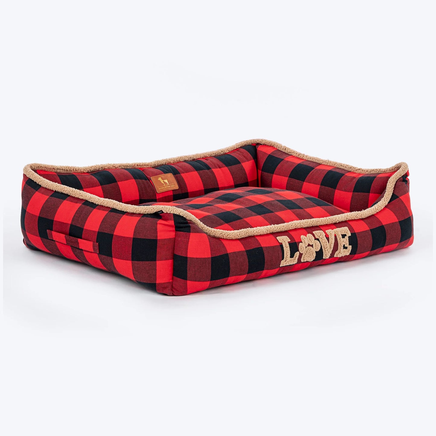 HUFT Love Plaid Lounger Bed For Dog - Red & Black