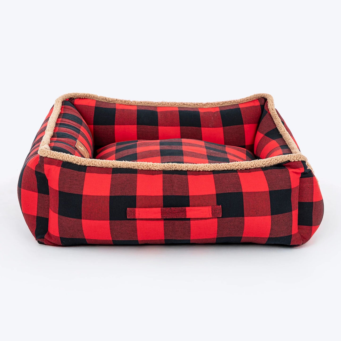 HUFT Love Plaid Lounger Bed For Dog - Red & Black
