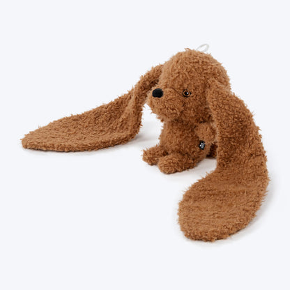 HUFT Louie Long Ears Squeaky Plush Toy for Dog – White & Brown