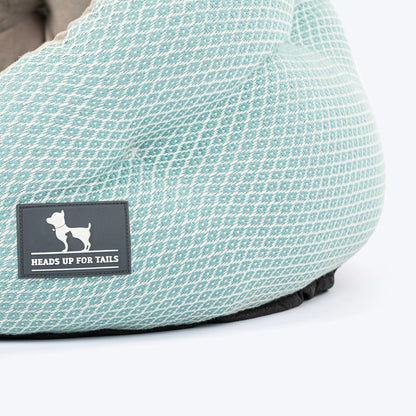 HUFT Purrfect Perch Bed With Fish Plush Toy For Cat & Puppy - Light Blue & Grey