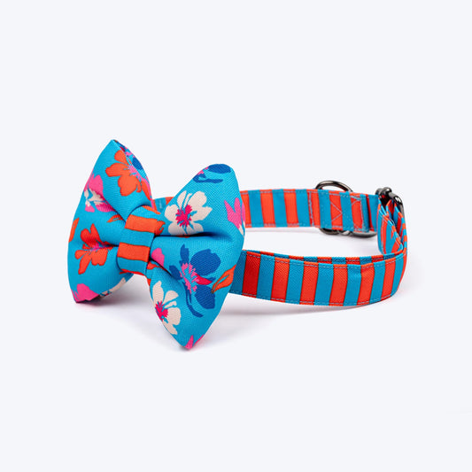 HUFT Summer Bloom Bow Tie With Collar For Dog - Blue