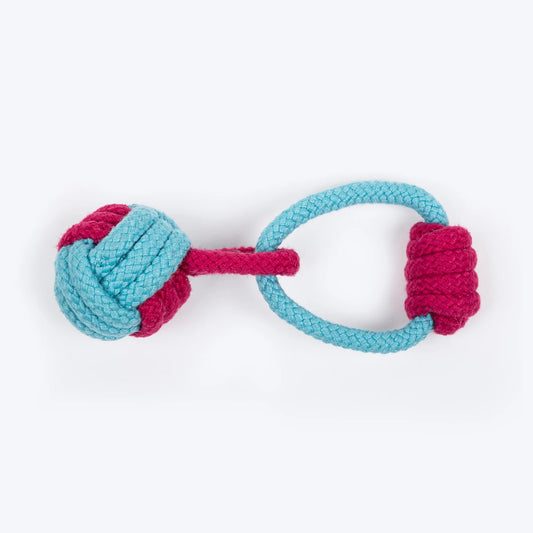 Dash Dog Tugger Ball Rope Toy For Dog - Light Blue & Pink